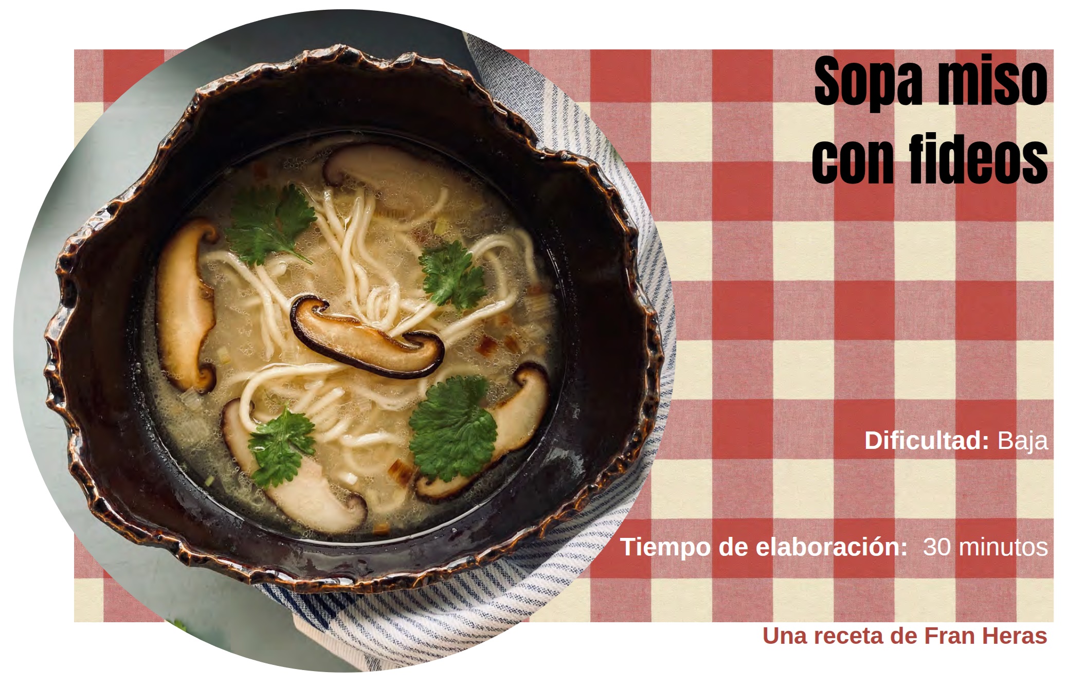 Sopa miso con fideos