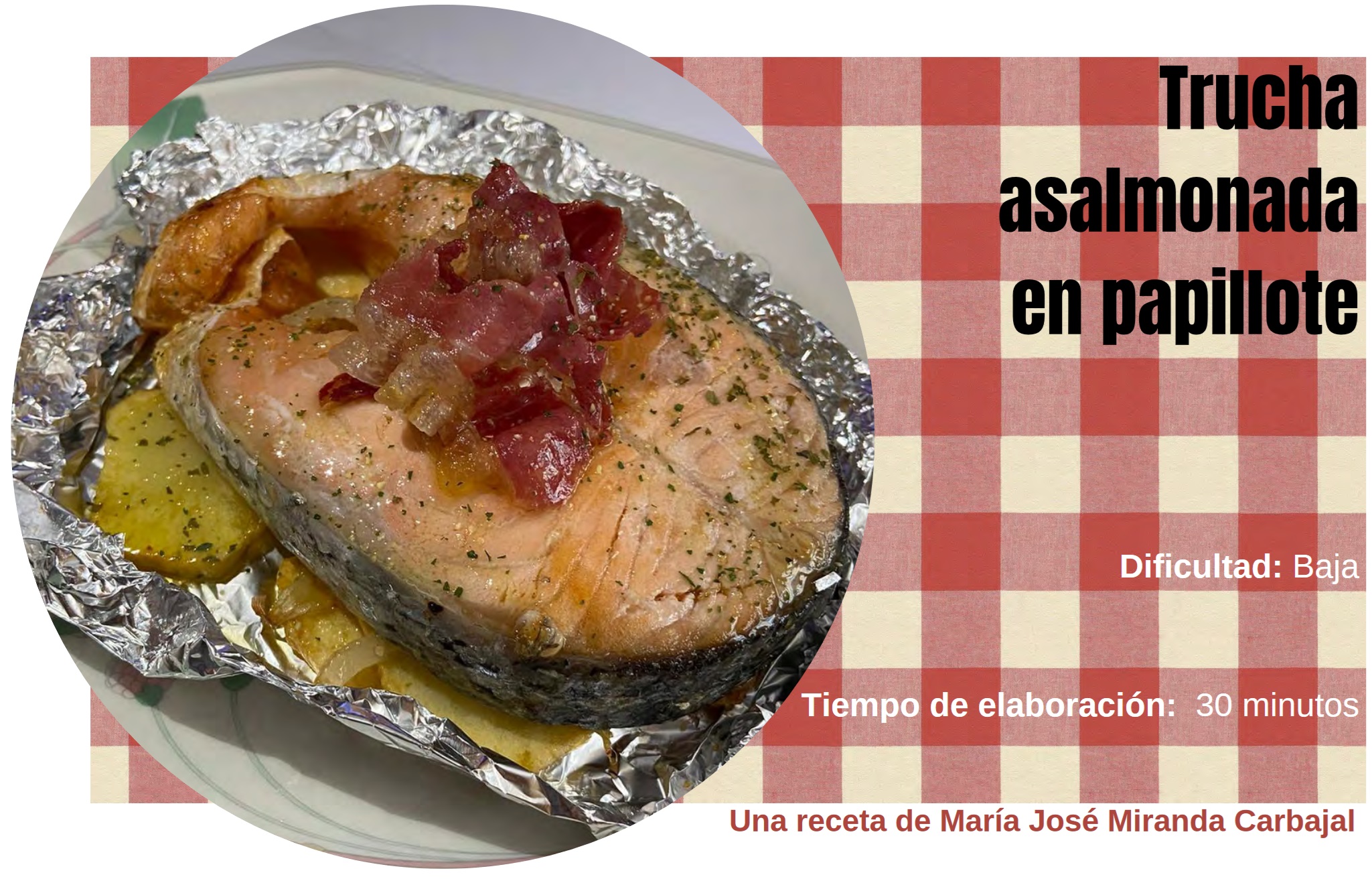 Trucha asalmonada en papillote